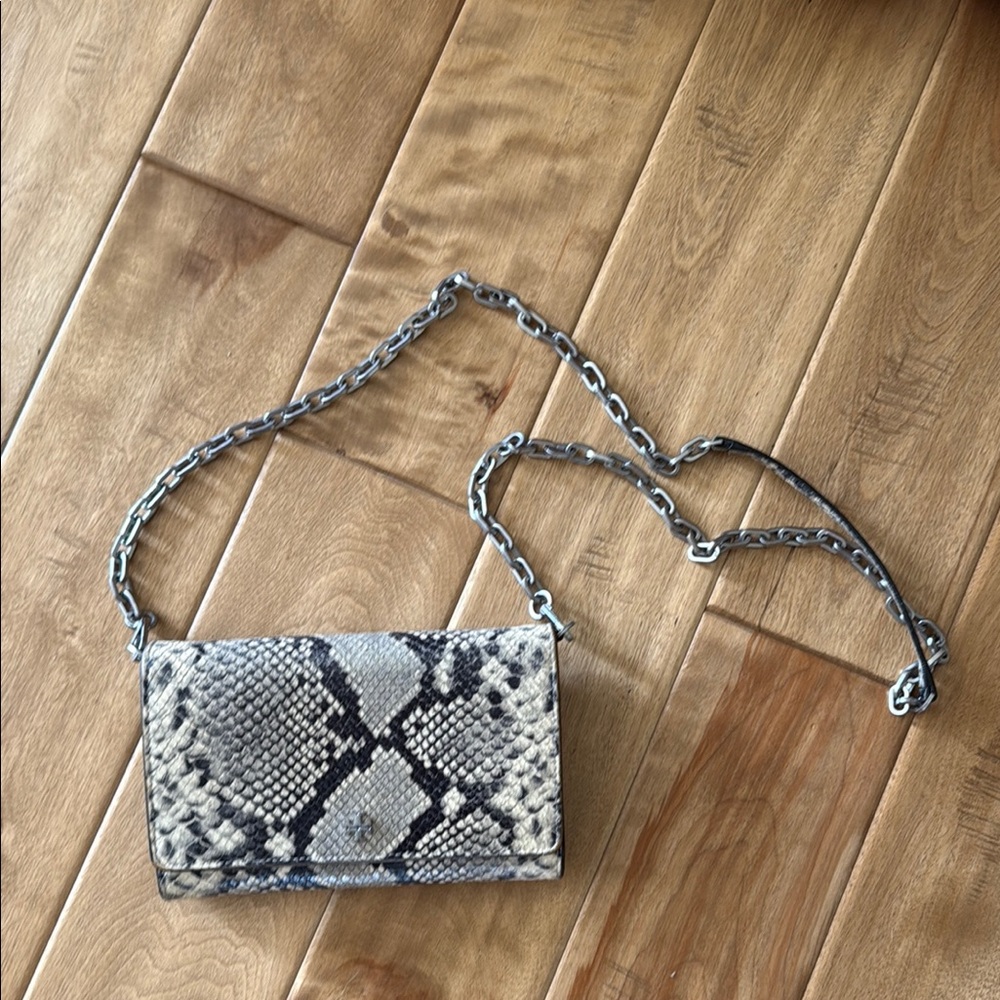 Tory Burch Black and Cream Crossbody Bag with Chain Strap